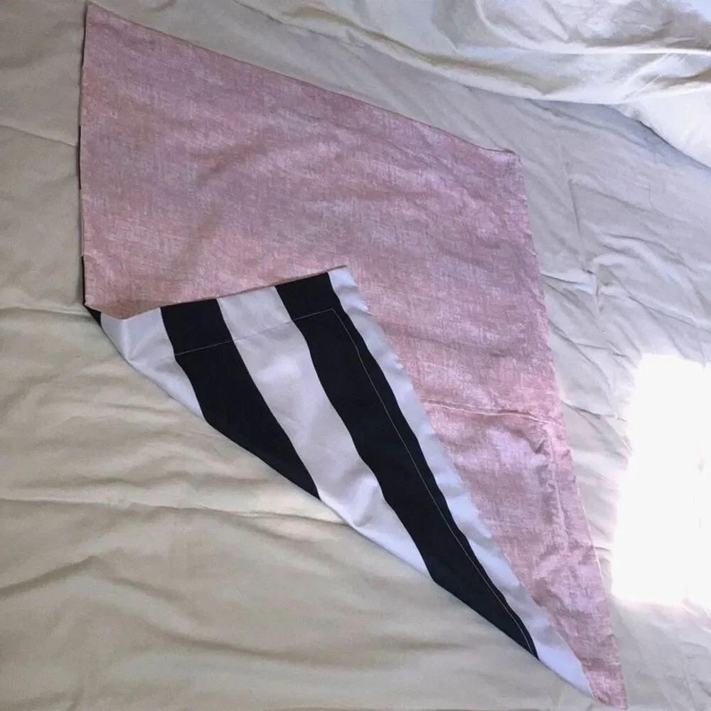 JUICY COUTURE Home Pillow Sham Blue White Cabana Stripes and Pink Standard Size